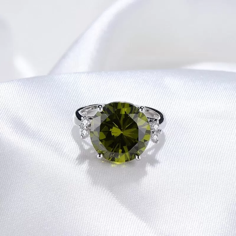 Solitaire Green Spinel Section Peridot Ring