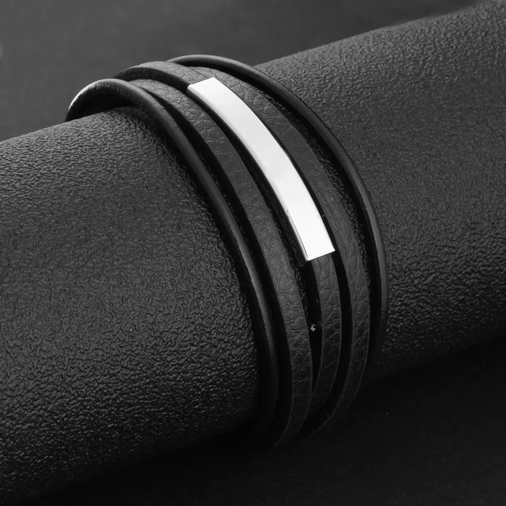 Stainless steel Leather Bracelets For Men