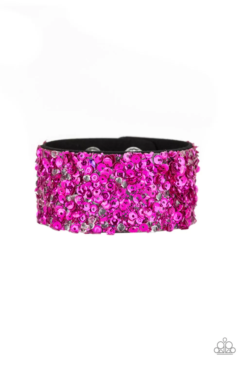 Starry Sequins - Pink Sequin Paparazzi Jewelry Snap Wrap Bracelet