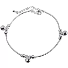 Sterling Silver 3 Bells Chain Anklet For Women