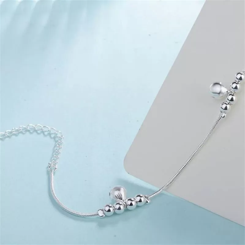 Sterling Silver 3 Bells Chain Anklet For Women