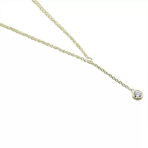 Sterling Silver Classic Bezel Solitaire Lariat Necklace