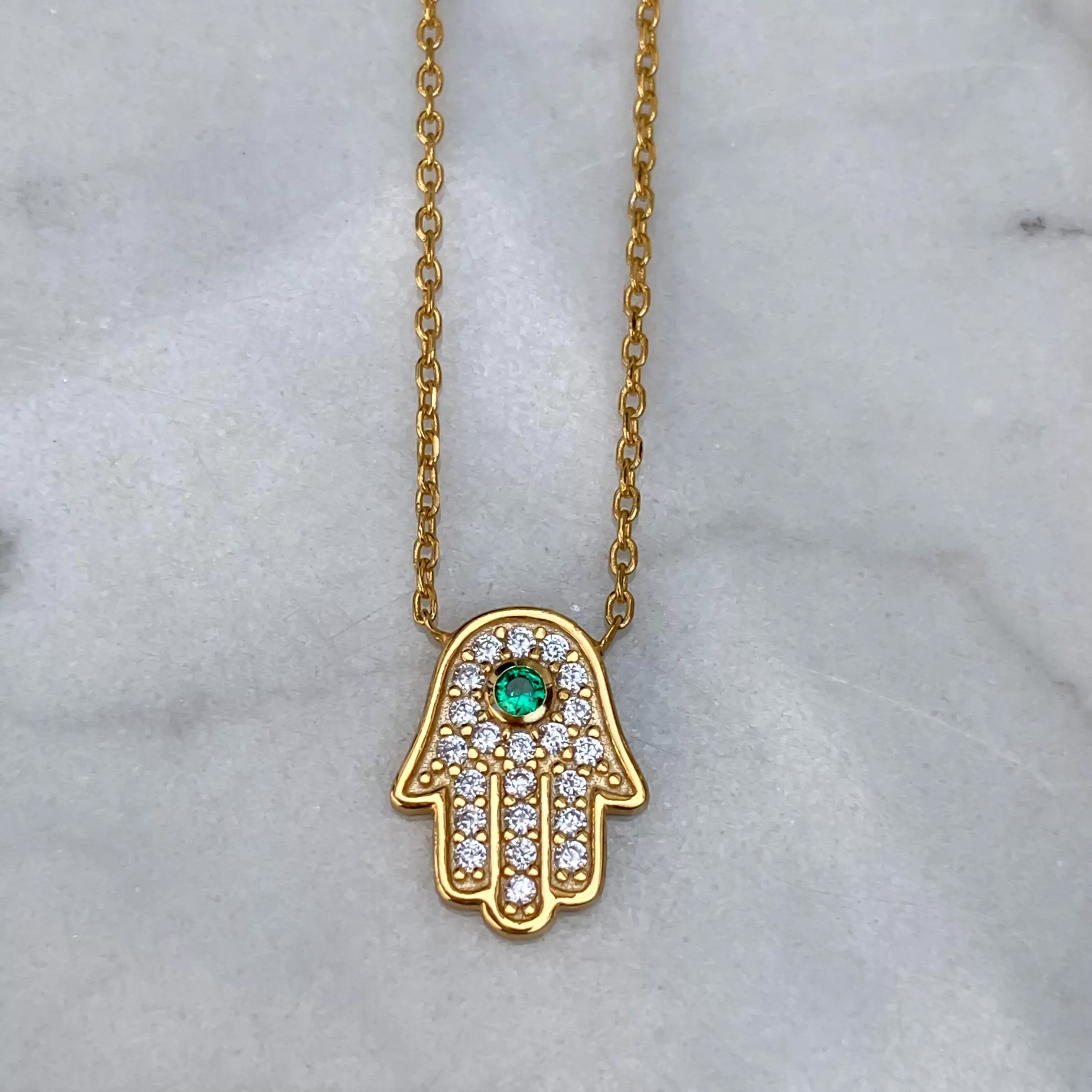 Sterling silver gold plated dainty hamsa necklace