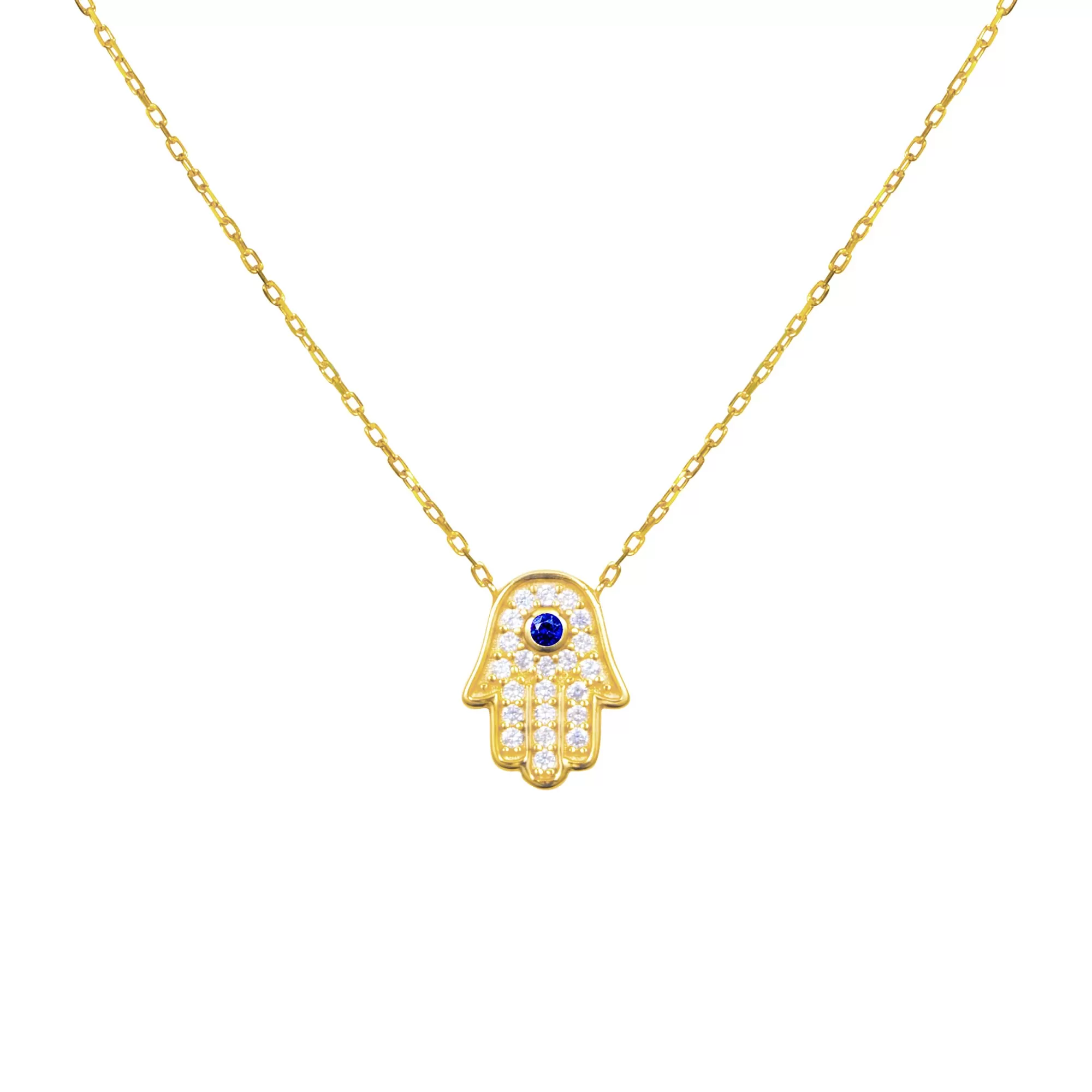 Sterling silver gold plated dainty hamsa necklace