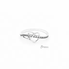 Sterling Silver Heart Ribbon Ring