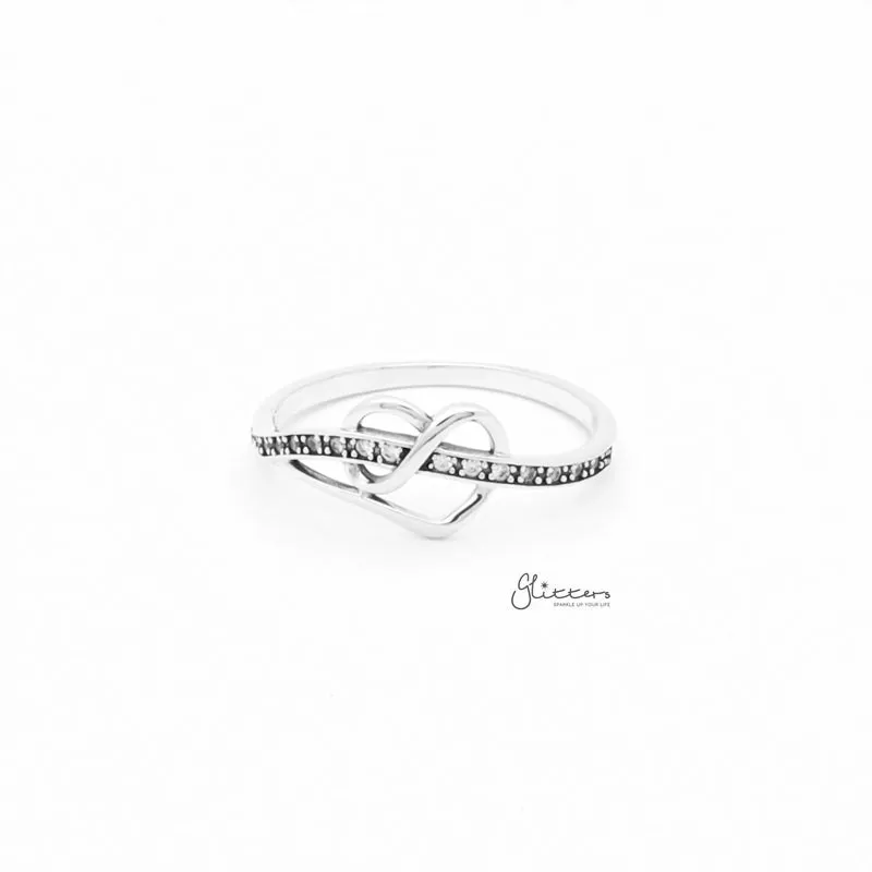 Sterling Silver Heart Ribbon Ring