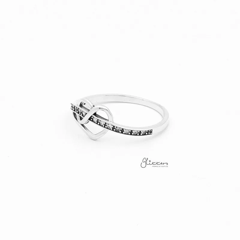 Sterling Silver Heart Ribbon Ring