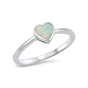 Sterling Silver Heart White Opal Ring