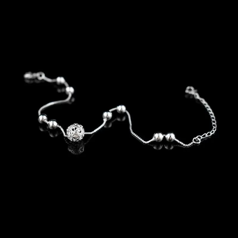 Sterling Silver Hollow Ball Shape Anklet