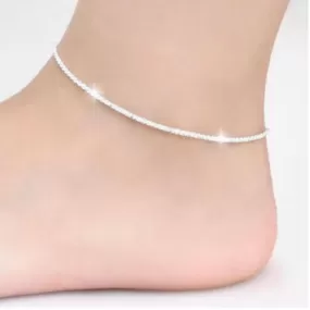 Sterling Silver Small Twine Anklet For Women