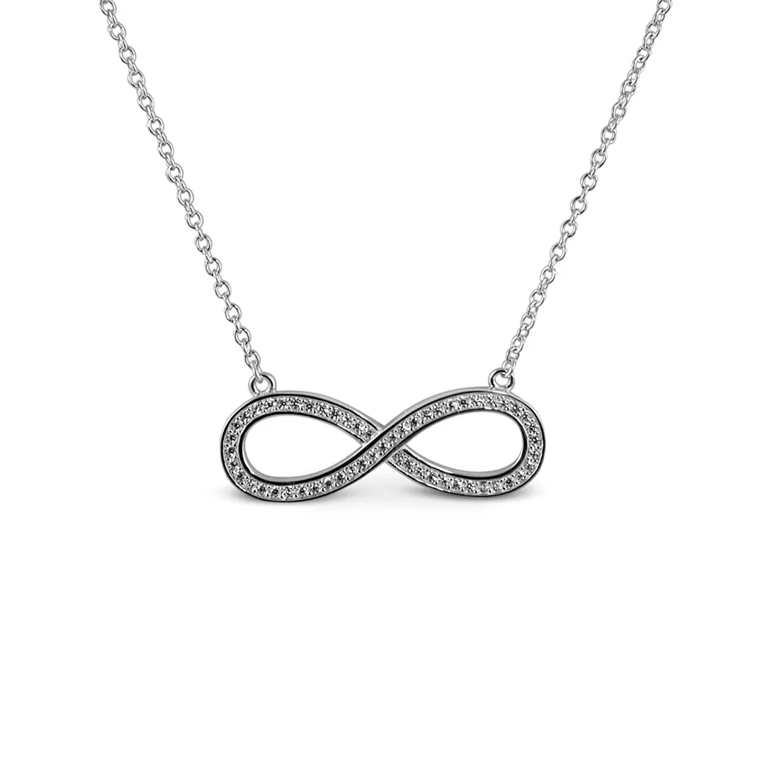 Sterling Silver Sparkling Infinity Symbol Necklace