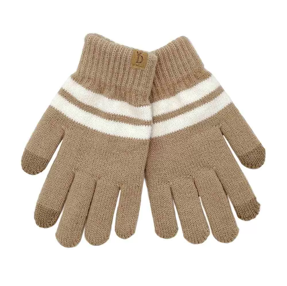 Striped Knit Smart Gloves