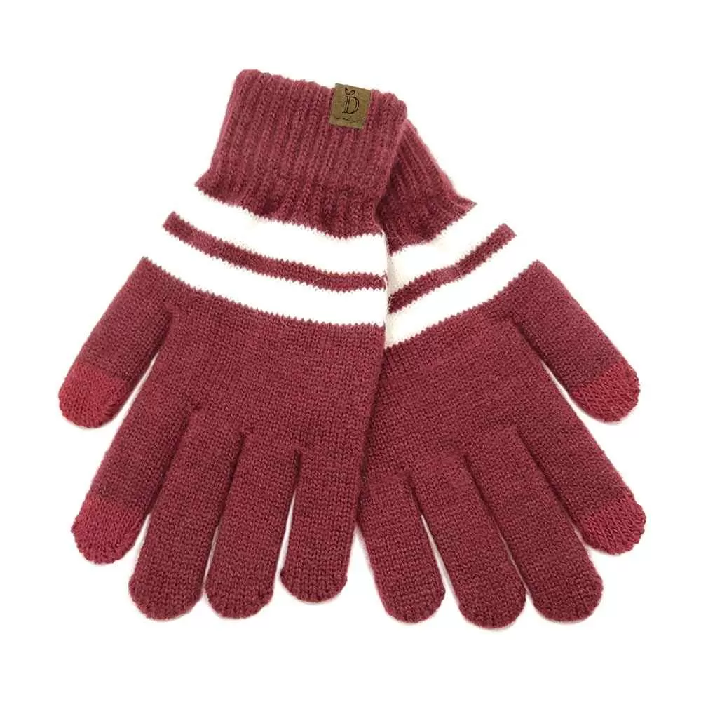 Striped Knit Smart Gloves