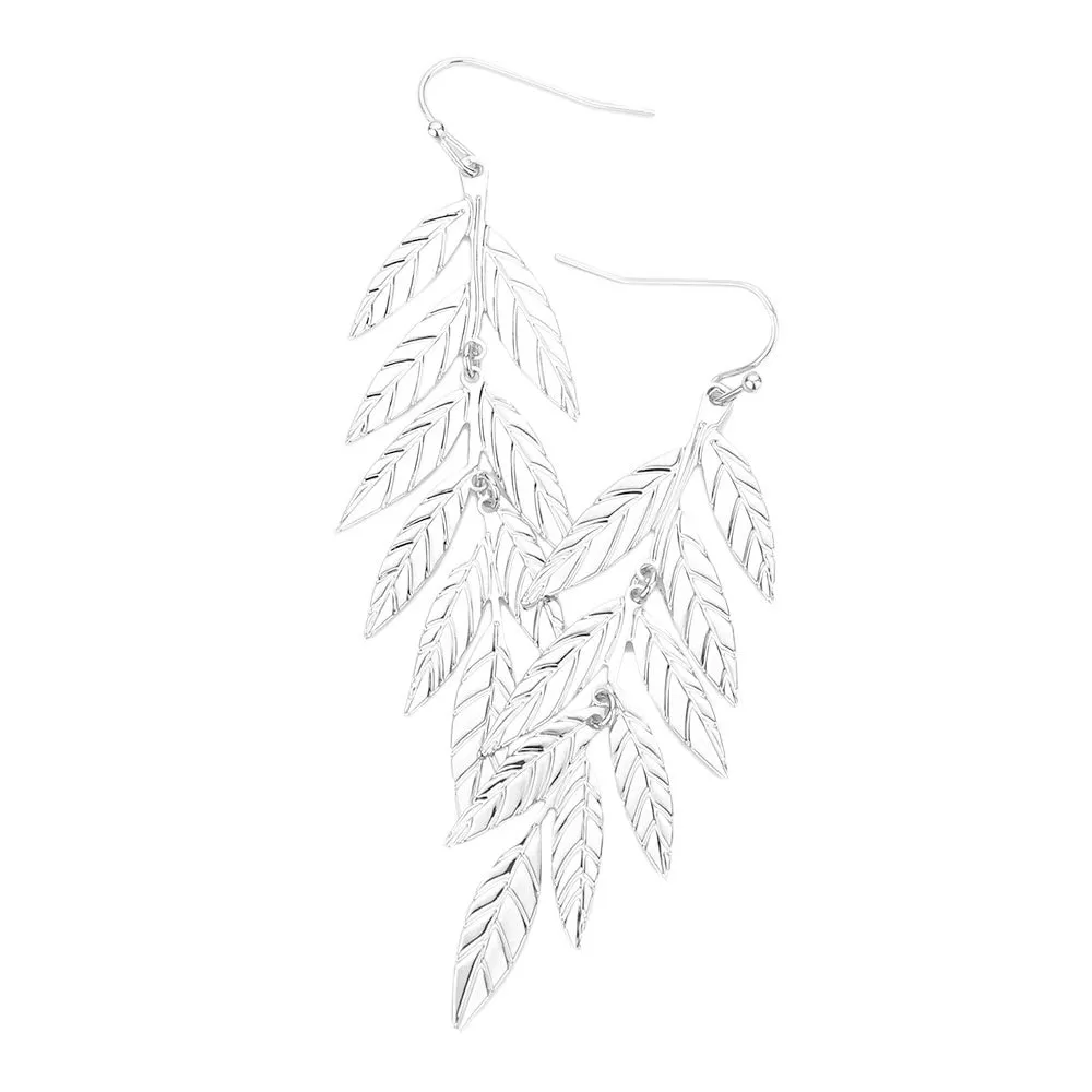 Stunning Metal Leaf Dangle Earrings