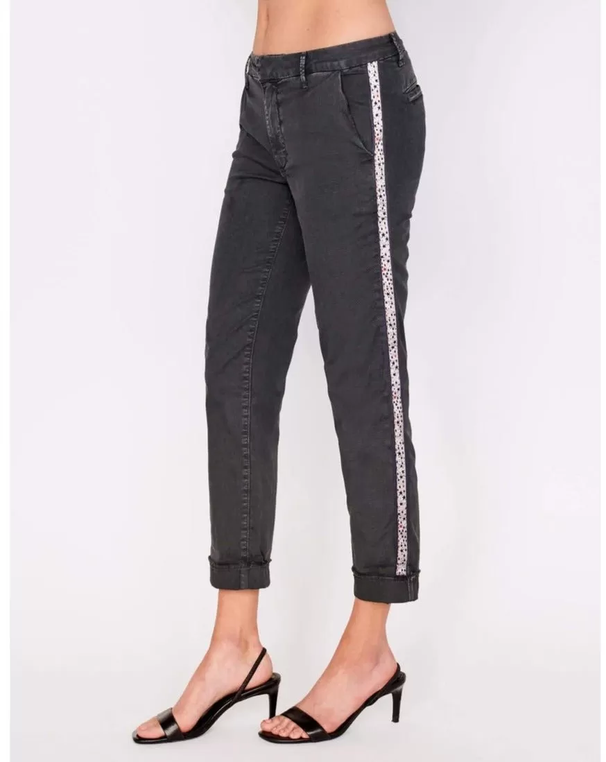 Sundry Star Glitter Stripe Roll Up Chino Trousers