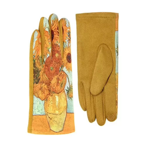 Sunflower Print Smart Touch Gloves