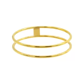 Tarnish Resistant 14K Gold Plated Stainless Steel Double Row Bangle Bracelet