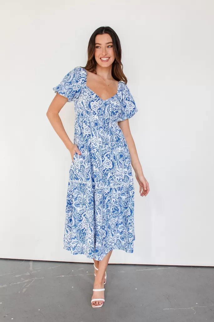 Tea Time Paisley Midi Dress