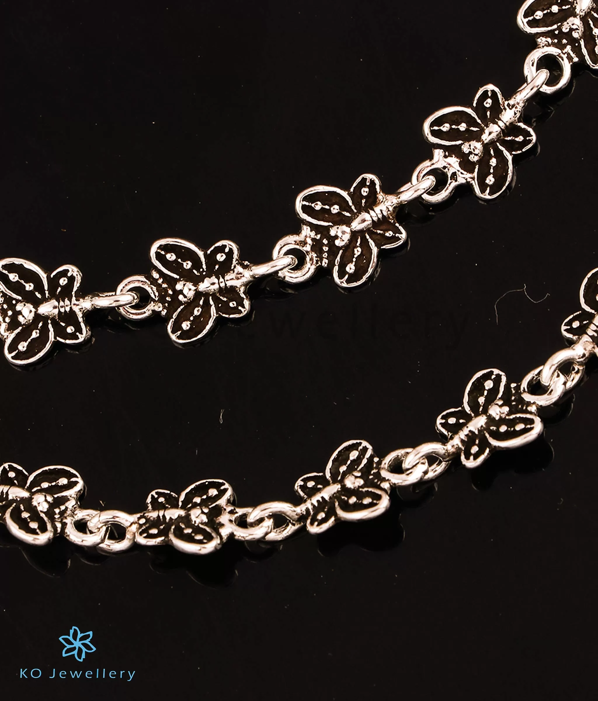 The Butterfly Wings Silver Anklets