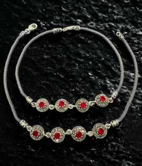 The Mihira Silver Marcasite Anklets