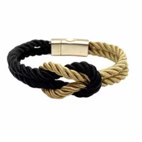 The Original Love Knot Satin Rope Bracelet- Black and Old gold