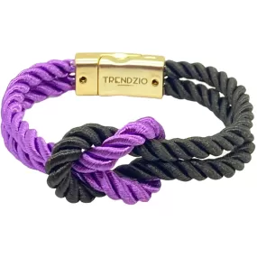 The Original Love Knot Satin Rope Bracelet- Black and Purple