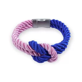 The Original Love Knot Satin Rope Bracelet- Blue and Pink