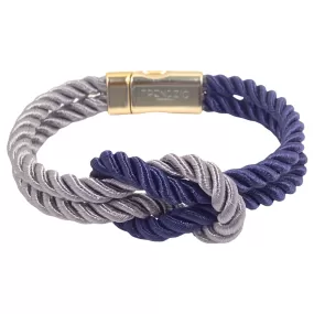 The Original Love Knot Satin Rope Bracelet- Grey and Navy Blue