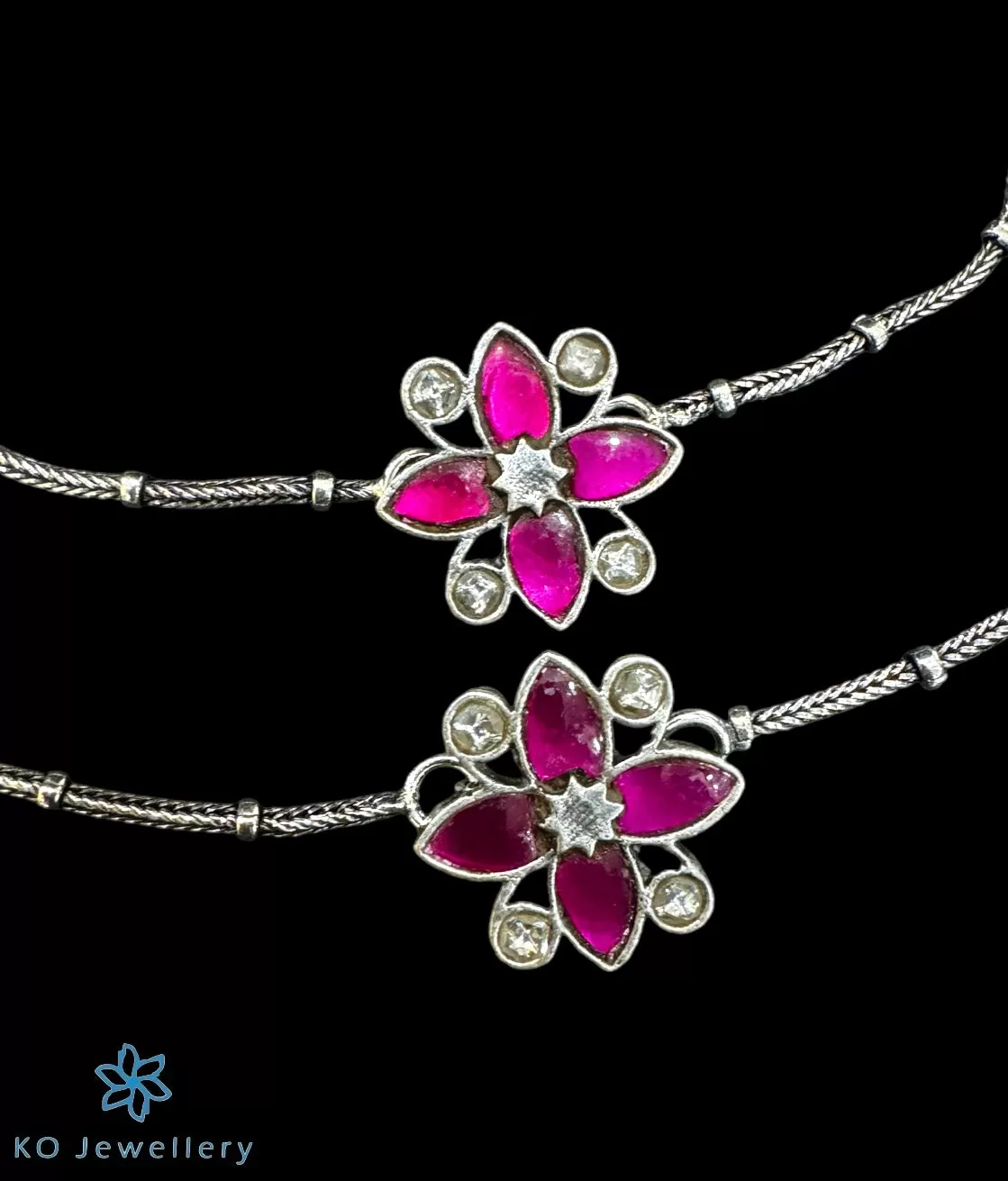 The Parna Silver Kundan Anklet