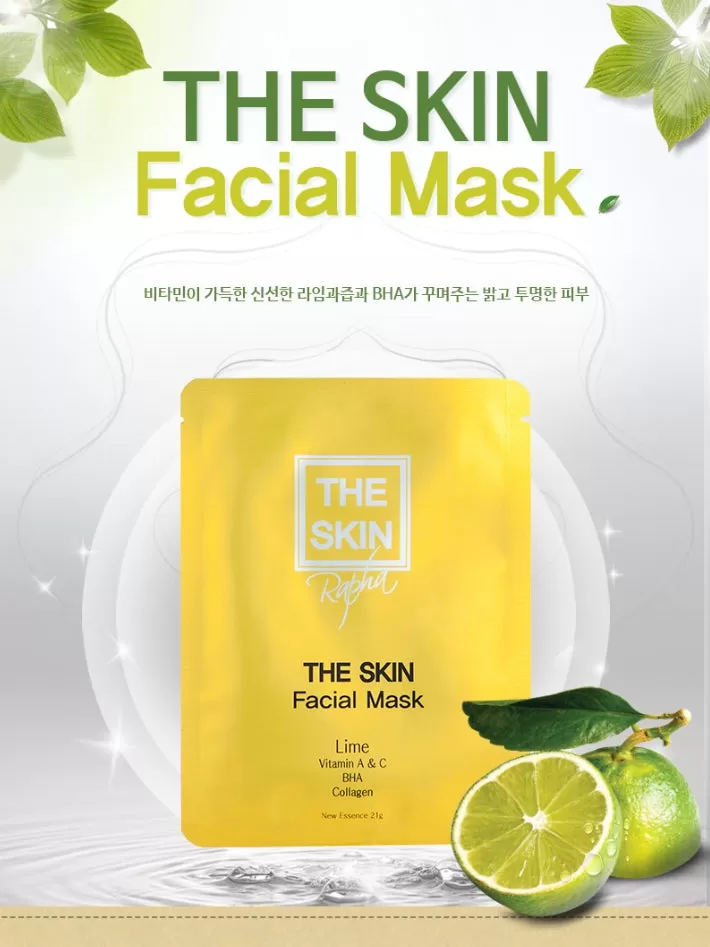 The Skin Rapha Facial Masks 10 Sheets Face Care Lime Extract Multi Vitamins Adenosine