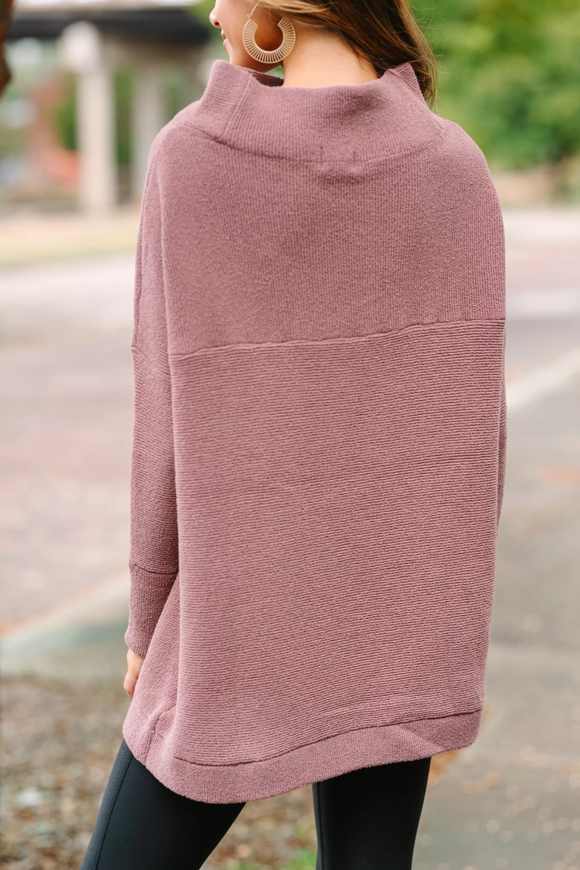 The Slouchy Chestnut Brown Mock Neck Tunic