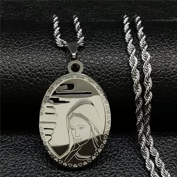 The Virgin Mary WWJD Stainless Steel Necklace