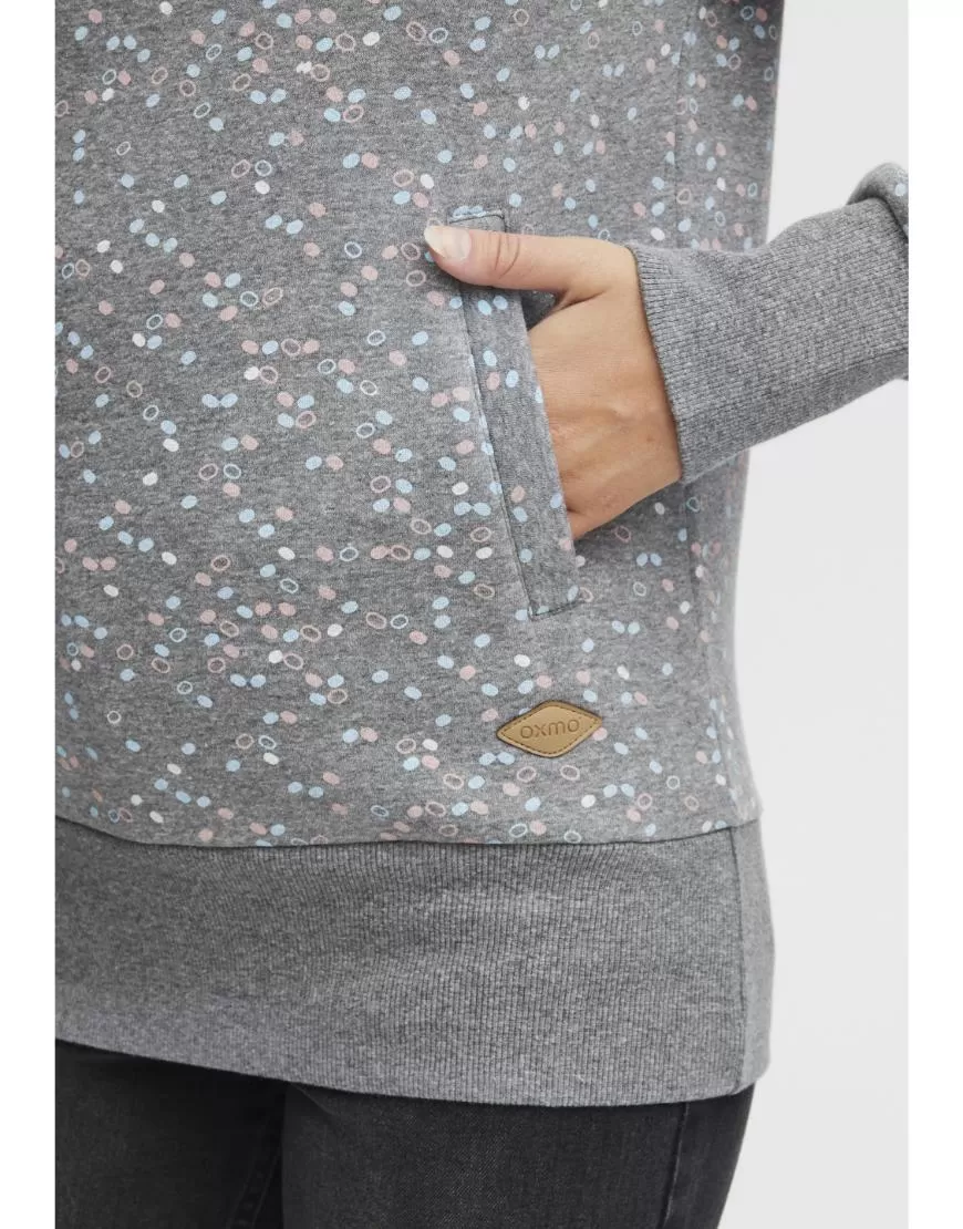 Thick Fleece Dot Pattern Hoodie-Grey