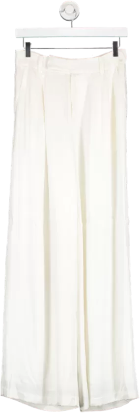 Third Form White Satin Wide Leg Trousers UK 8