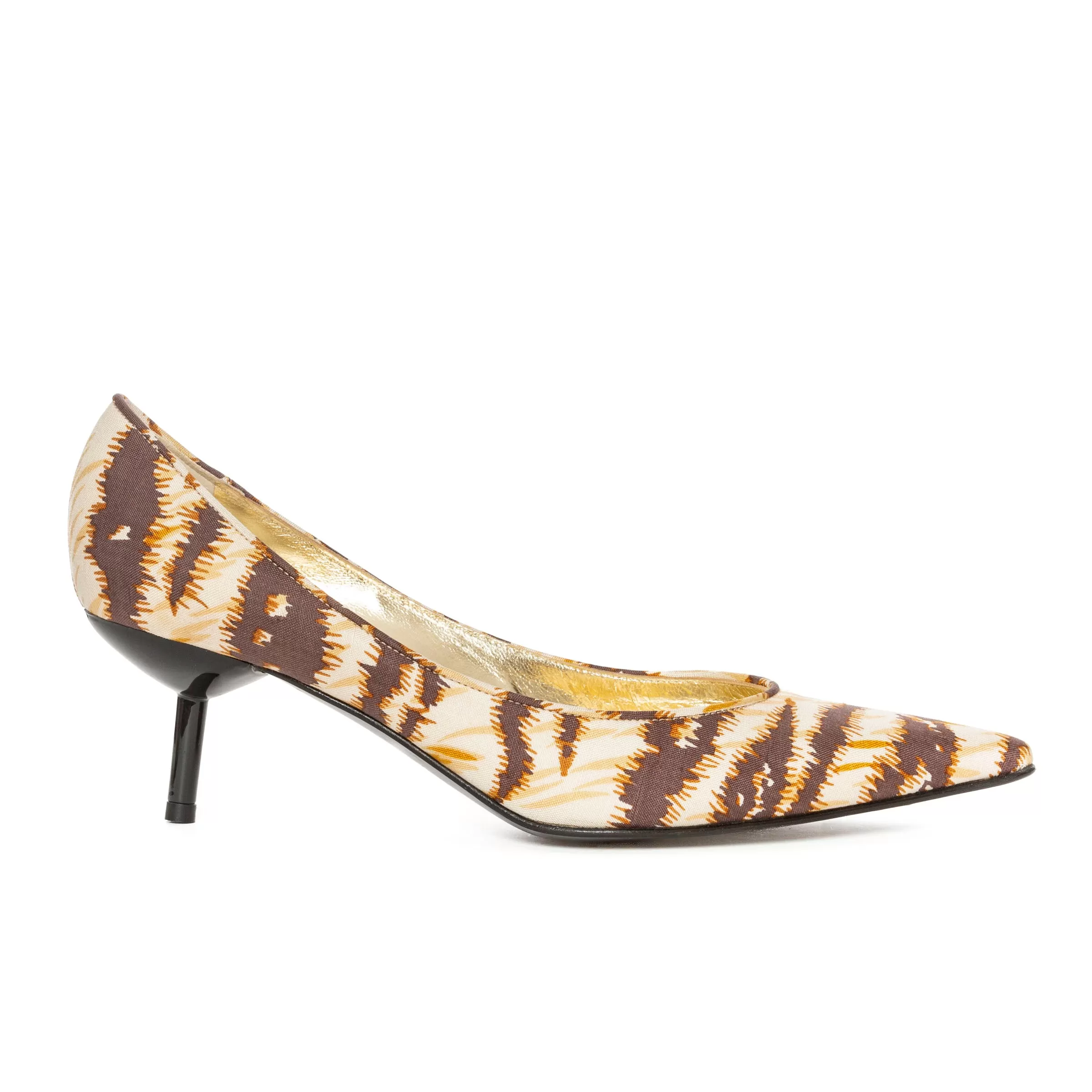 Tiger Stripe Print Pointed Kitten Pumps 38