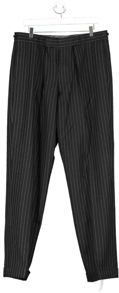 Tom Brown Black Tailored Stripe Suit Trousers W36