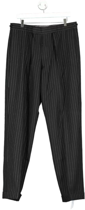 Tom Brown Black Tailored Stripe Suit Trousers W36