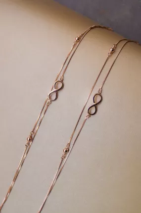 Two Layer Infinity Chain Rose Gold Plated Sterling Silver Anklet