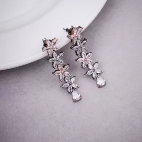 Two-Tone Rose Silver Earrings