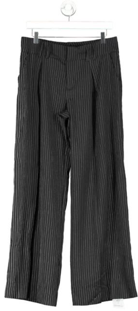 Urban Outfitters Black Archive Pinstripe Wide Leg Trousers UK M