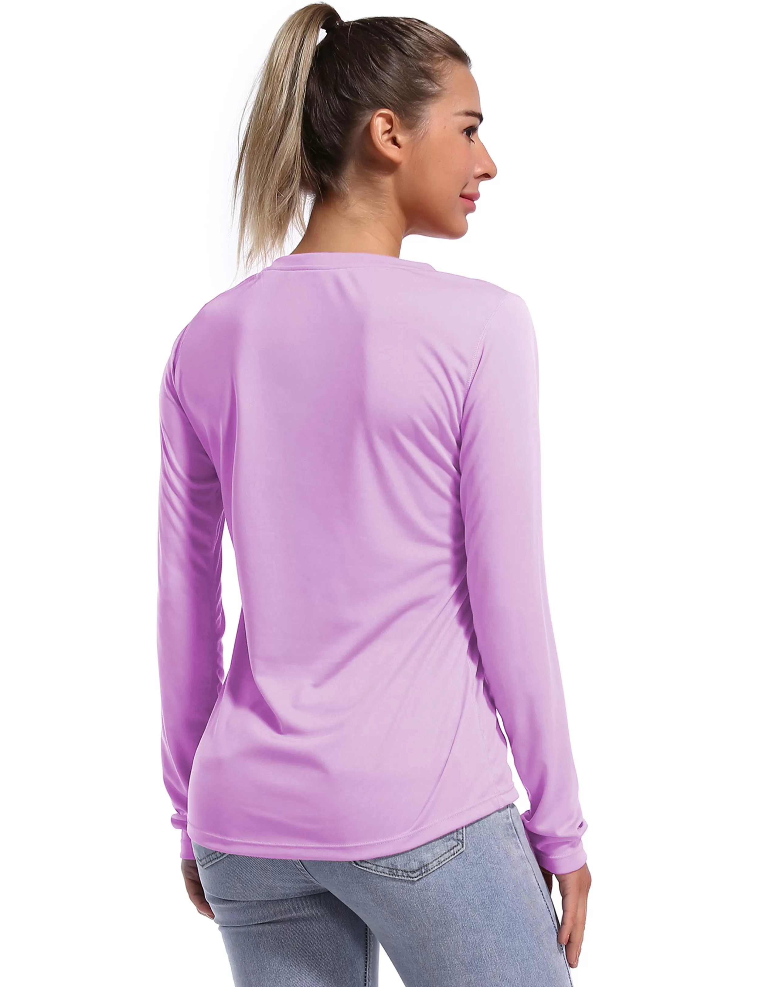 V Neck Long Sleeve Athletic Shirts purple_yogastudio