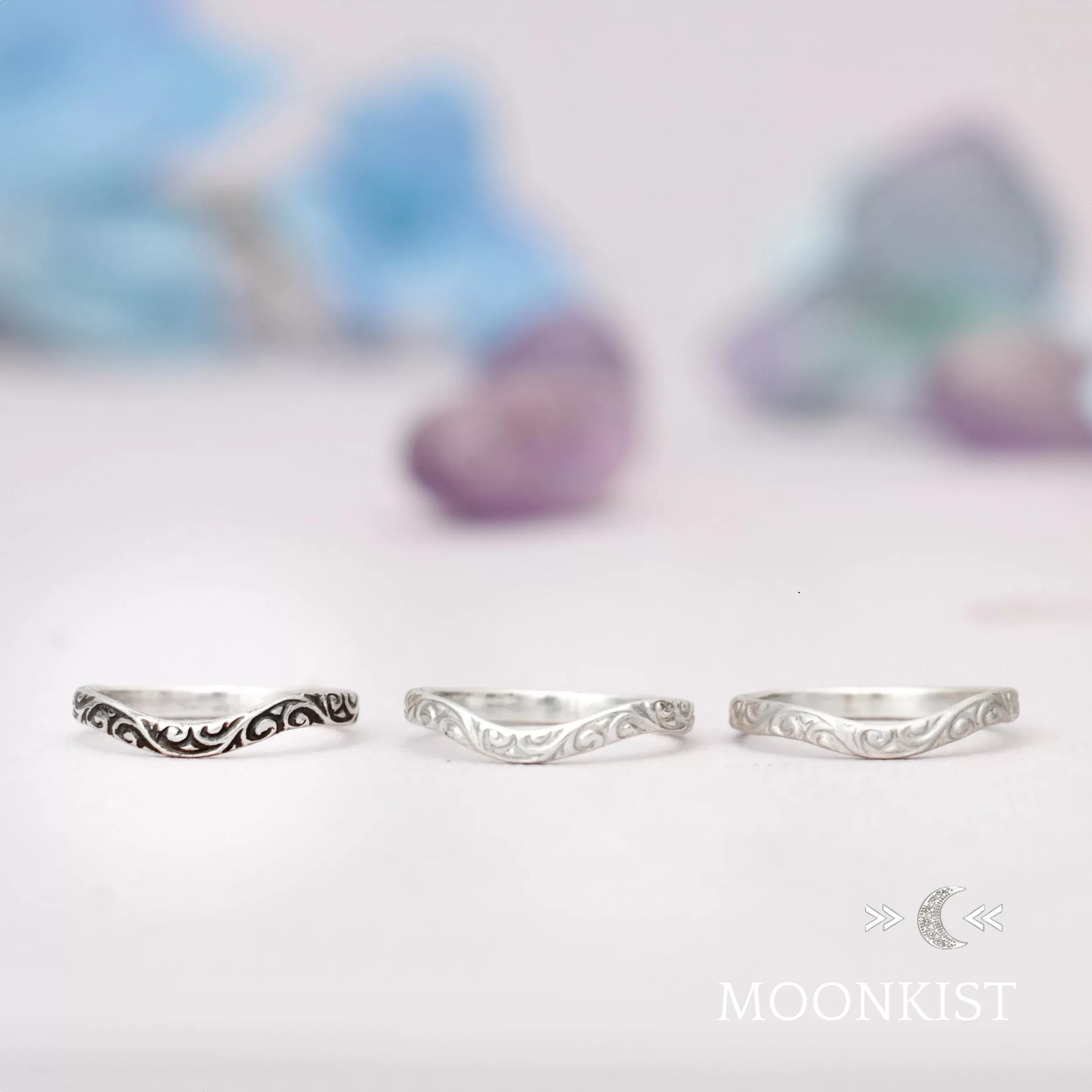 Vintage Curved Silver Flourish Wedding Band | Moonkist Designs