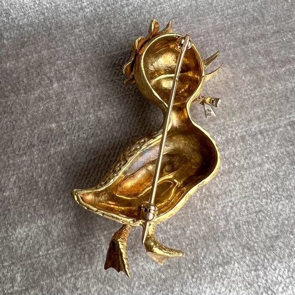 Vintage Diamond Duck Pin