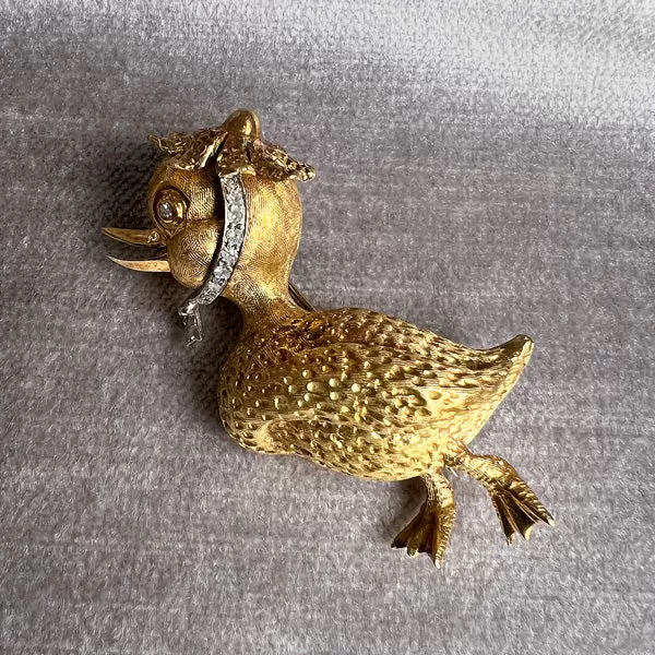 Vintage Diamond Duck Pin