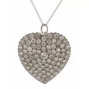 Vintage Pave Set Diamond Heart Pin Pendant