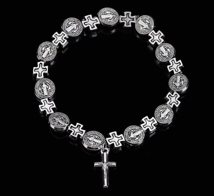 Virgin Mary WWJD Cross Exquisite Rosary Bracelet