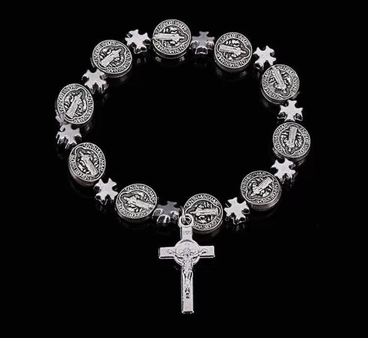 Virgin Mary WWJD Cross Exquisite Rosary Bracelet