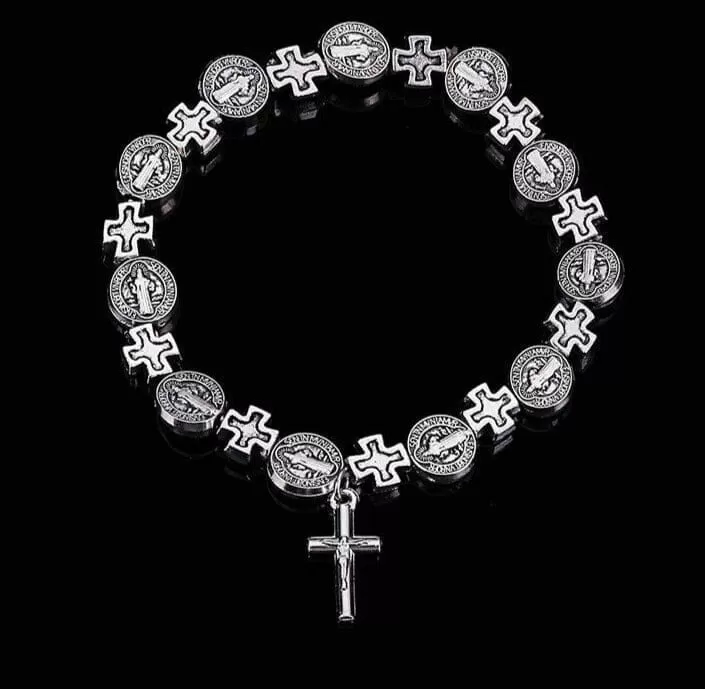 Virgin Mary WWJD Cross Exquisite Rosary Bracelet