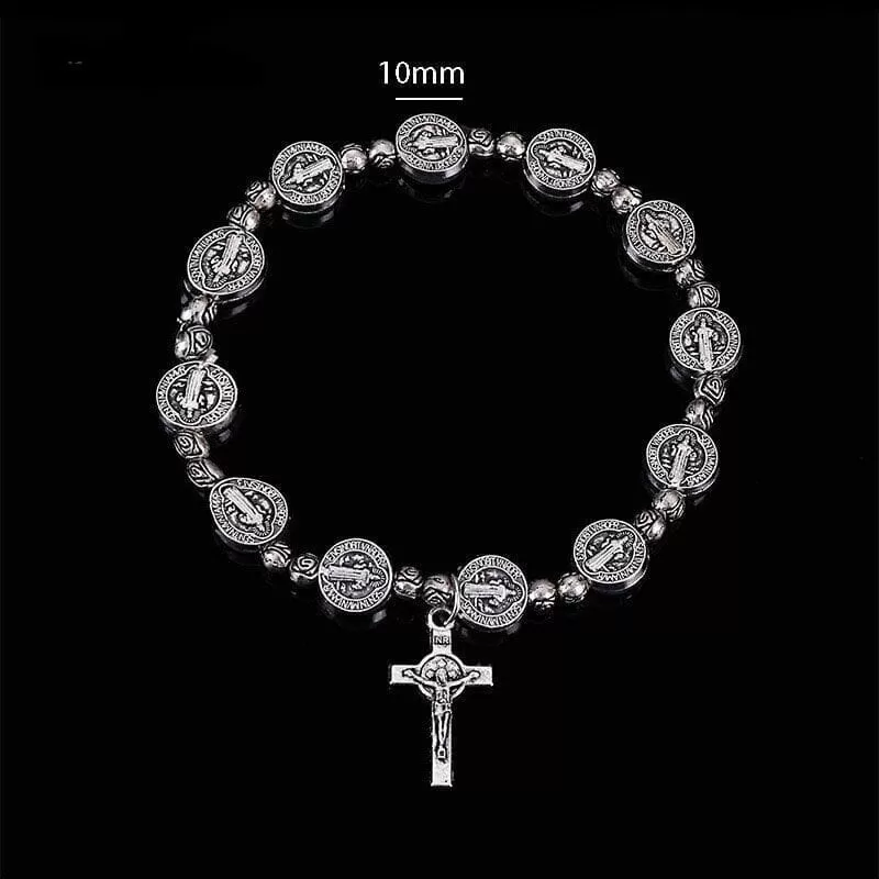 Virgin Mary WWJD Cross Exquisite Rosary Bracelet