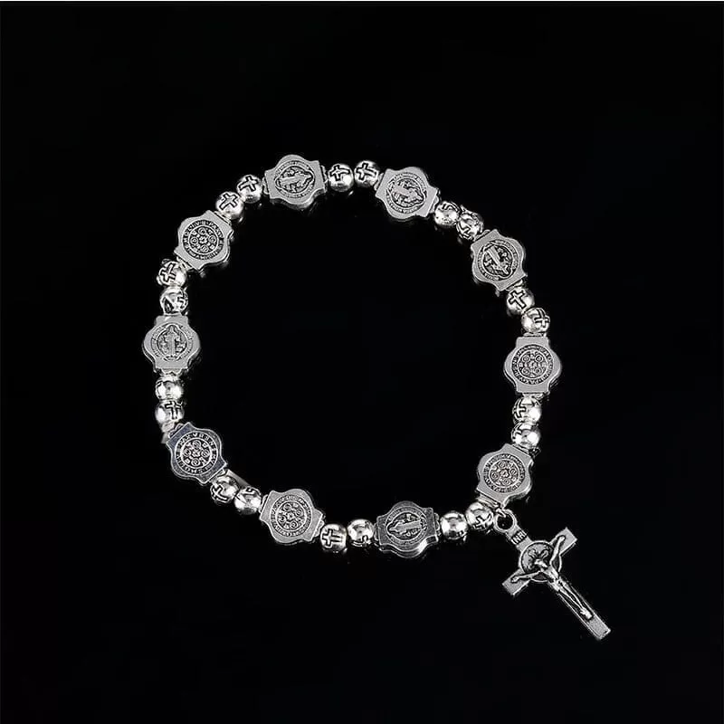 Virgin Mary WWJD Cross Exquisite Rosary Bracelet